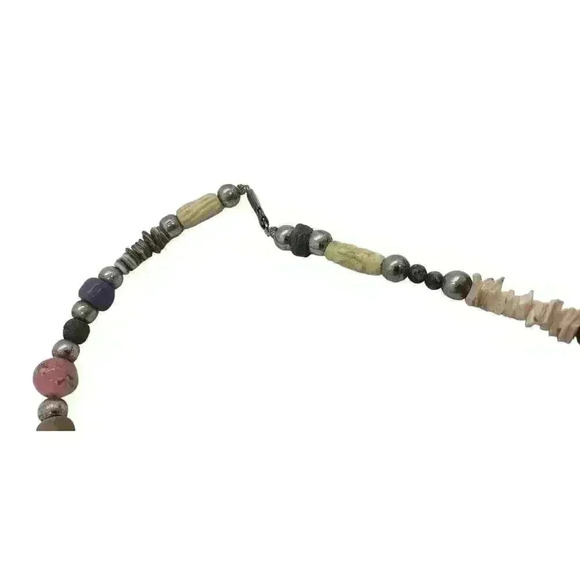 Vtg Bead Necklace Native Boho Fetish Heishi Scarab Shell Wood Murano Coral - Picture 7 of 8